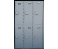 Double stacked plastic lockers front view