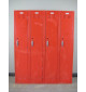 Single Tier Red Lockers, front view, closed doors