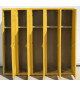 Used steel office lockers with doors open