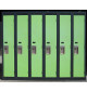 Front view, used lockers with double pan doors